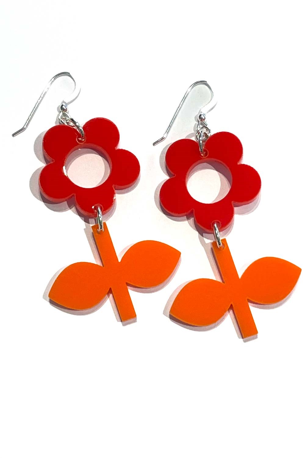 Earrings Blom Vallmo/Apelsin liten - Red and orange flower