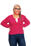 Cissi och Selma Sigrid kofta Ros - rosa stickad cardigan i ekologisk bomull