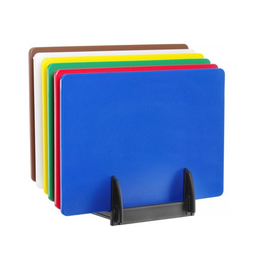 Skärbräda med ställ, HACCP, 45x30 cm, 6-pack