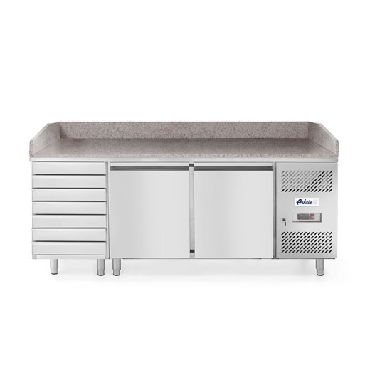 Pizzakylbänk Arktic, 250 liter, 250 W, 230 V, 2 dörrar, 7 lådor