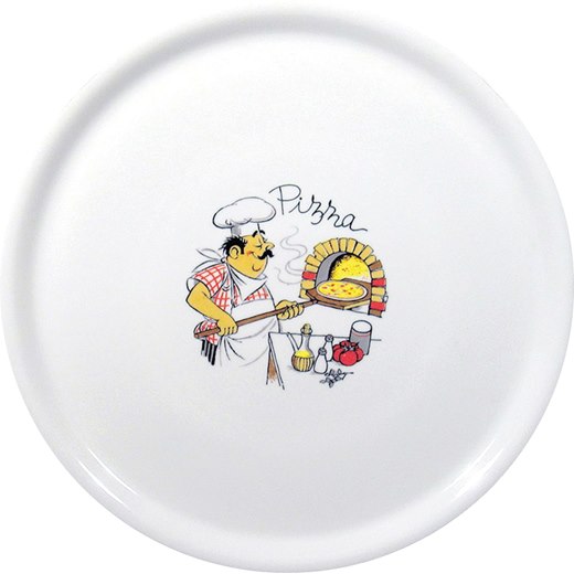 Pizzatallrik Traditional, vit, med motiv