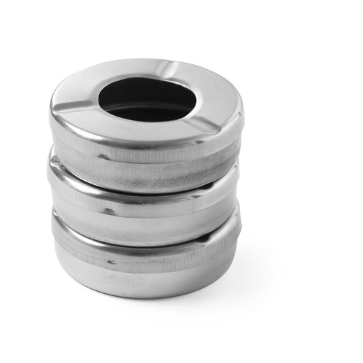 Askfat, med lock, rostfritt stål, dia 9 cm, 3-pack