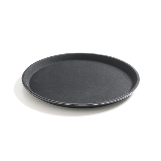 Serveringsbricka, polyester, non-slip, rund, svart