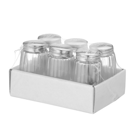 Pepparströare, glas, lock i rostfritt stål, dia 4 cm, 6-pack