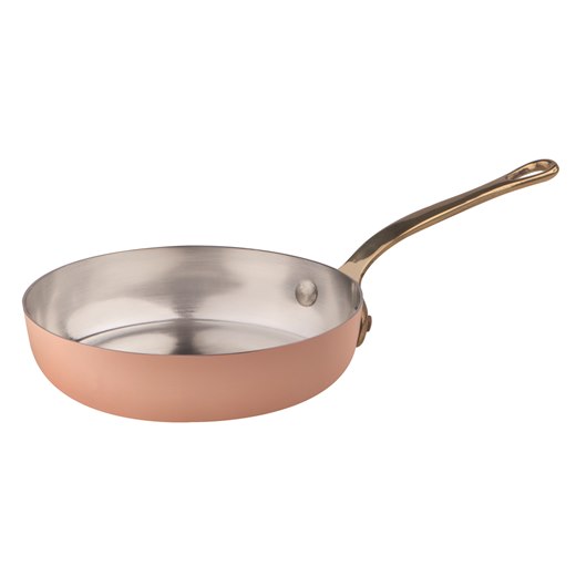 Panna Agnelli med mässinghandtag, koppar, förtennad, dia 24 cm