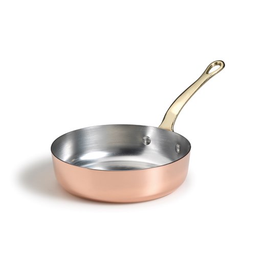 Minipanna Agnelli med mässinghandtag, förtennad koppar, dia 10 cm
