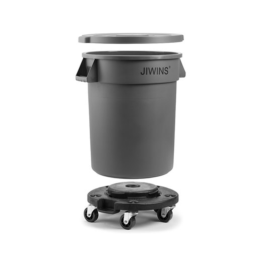 Avfallstunna, plast, grå, dia 49 cm, 75 liter