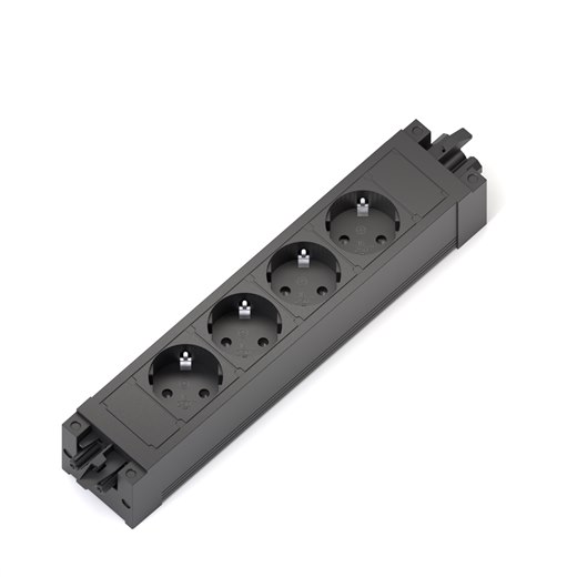 Uttagsmodul Axessline Outlet Connect, typ F, 4 eluttag, 3PC, svart