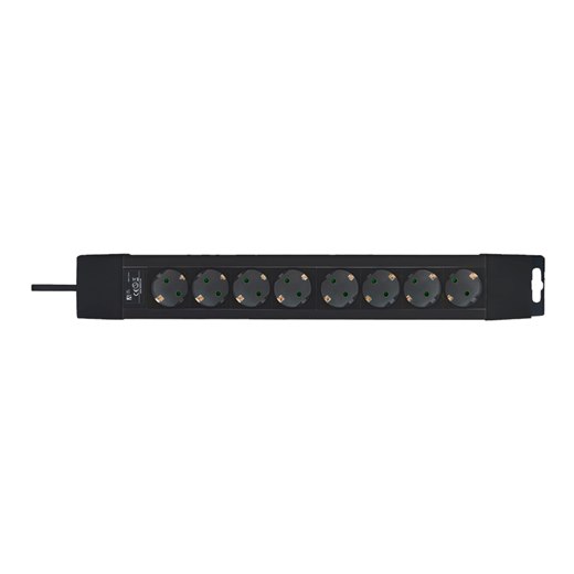 Grenuttag Deltaco Power Strip, typ F, 8 eluttag, kabellängd 3 meter, svart