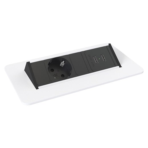 Bordsuttag Axessline QuickBox, typ F, 1 el, 2 USB-A laddare