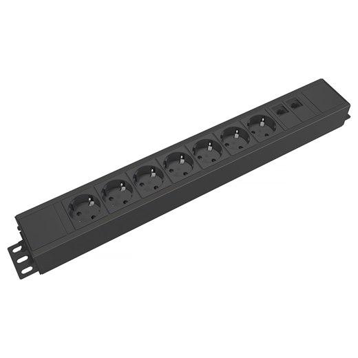 Uttagslist Axessline Outlet Strip, typ F, 7 eluttag, 2 data, 3PC, svart