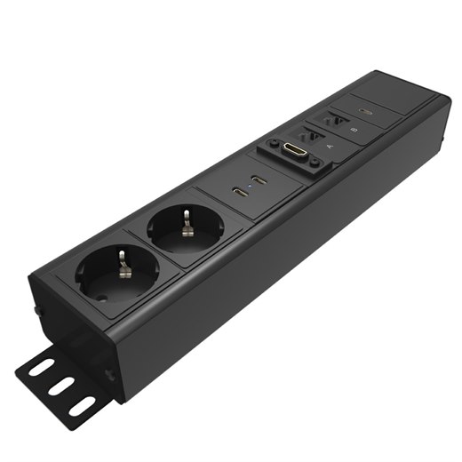 Uttagslist Axessline Outlet Strip, typ F, 2 eluttag, 2 USB-C laddare, max 30 W, svart