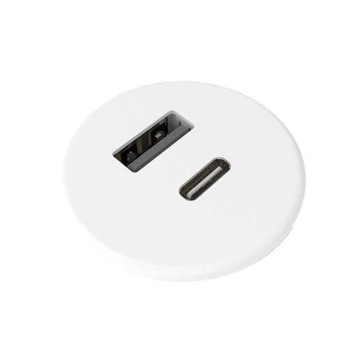 USB-laddare Axessline Micro, 1 USB-C, 1 USB-A laddare, 12 W, vit