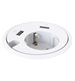 Powerdot 14, typ F, 1 eluttag, 2 USB-A laddare, 12 W, 1 kabelgenomföring, vit