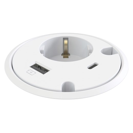 Powerdot 16, typ F, 1 eluttag, 1 USB-C port, 1 USB-A laddare, 12 W, 2 kabelgenomföringar