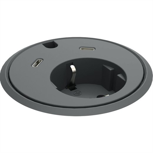 Powerdot 17, typ F, 1 eluttag, 2 USB-C laddare, 30 W, 1 kabelgenomföring