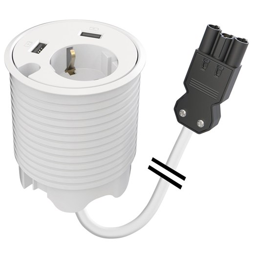 Powerdot 14, typ F, 1 eluttag, 2 USB-A laddare, 12 W, 1 kabelgenomföring, 3PC