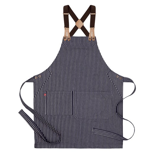 Bröstlappsförkläde 4078, marinrandig denim