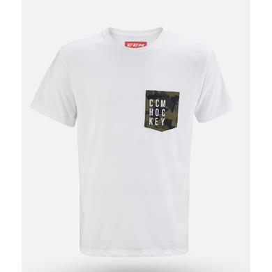 CCM T-Shirt Camo Pocket SR White