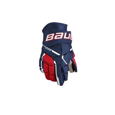 Bauer Eishockey Handschuhe Supreme M5 Pro Int Navy/Rot/Weiß