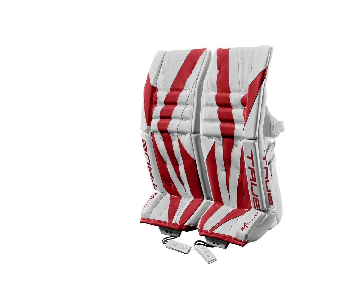 TRUE Goalie Leg Pads Catalyst 7X3 Int White/Red