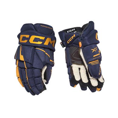 CCM Hanskat Tacks XF Jr Navy/Auringonkukka