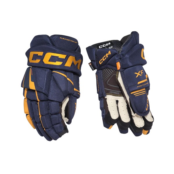 CCM Hockeyhandskar Tacks XF Jr Navy/Sunflower