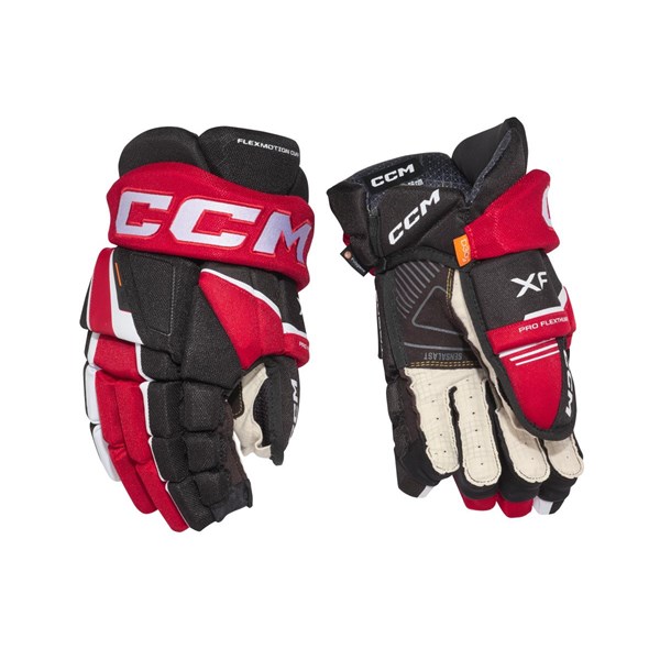 CCM Eishockey Handschuhe Tacks XF Sr Schwarz/Rot/Weiß