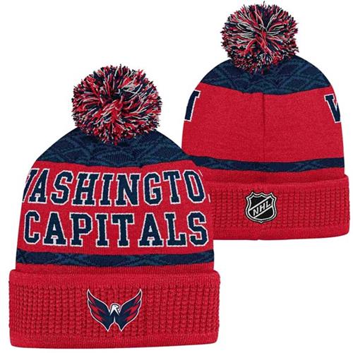 Outerstuff Hat Puck Pattern Cuffed Pom Washington Capitals
