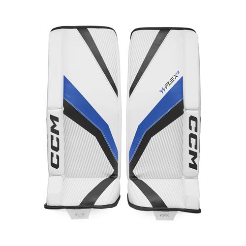 CCM Målmandsbenskinner YTflex 3 Vit/Royal/Svart