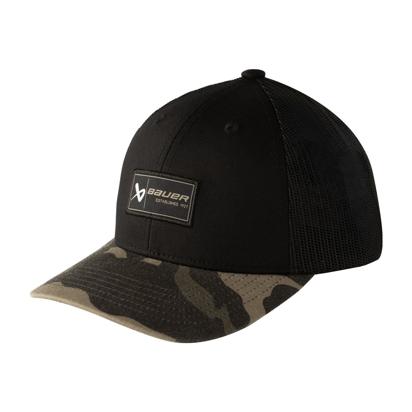 Bauer Keps Curved Brim Camo Snapback Yth Black