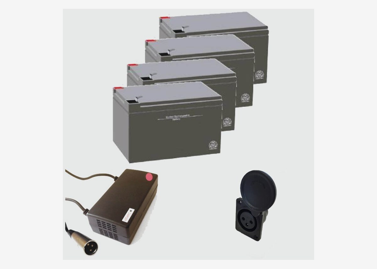 Set-Paketpris - 4 St 12v12ah Batterier, Laddare Och Laddningsingång
