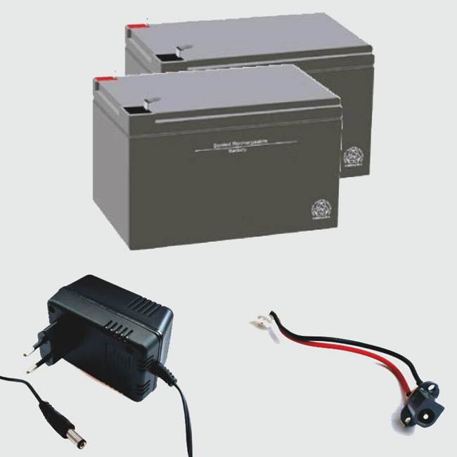 SET-Paketpris - 2 st 12V12Ah batterier, laddare och laddningsingång