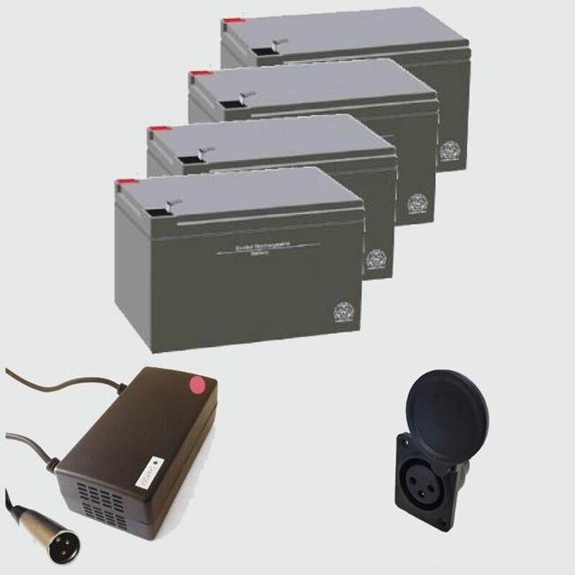 Set-Paketpris - 4 St 12v12ah Batterier, Laddare Och Laddningsingång