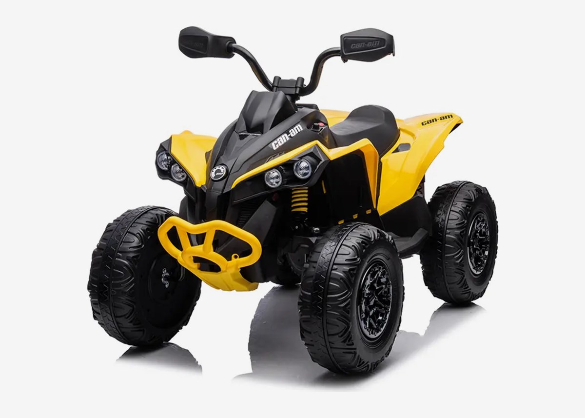 X-Pro Mini-ATV för barn Can-Am Renegade 12V – justerbar gas, toppfart 3-5 km/h, maxvikt 30 kg – Gul