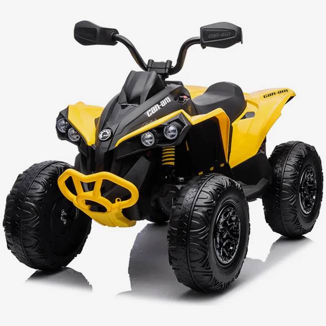 X-Pro Mini-ATV för barn Can-Am Renegade 12V – justerbar gas, toppfart 3-5 km/h, maxvikt 30 kg – Gul