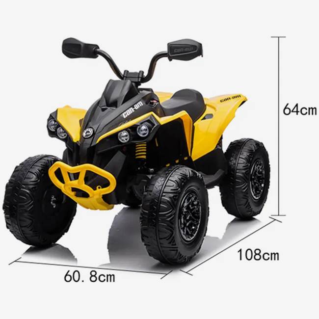 X-Pro Mini-ATV för barn Can-Am Renegade 12V – justerbar gas, toppfart 3-5 km/h, maxvikt 30 kg – Gul