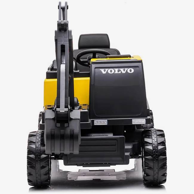 X-Pro Elbil/grävmaskin för barn Volvo 12V – fjärrstyrd skopa, 3–5 km/h, maxvikt 30 kg – Gul