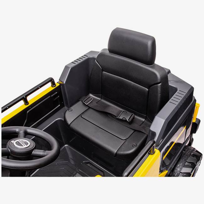 X-Pro Elbil/grävmaskin för barn Volvo 12V – fjärrstyrd skopa, 3–5 km/h, maxvikt 30 kg – Gul