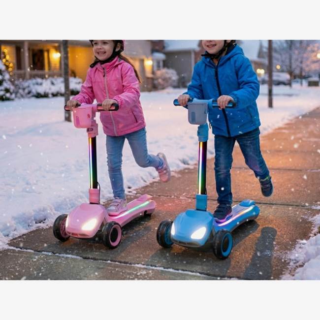 X-Pro Lasten sähköpotkulauta X-Pro Nova – kolmipyöräinen RGB-valolla vaaleanpunainen