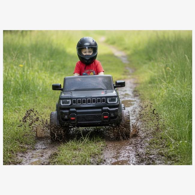 X-Pro Elbil för barn Jeep 12V 4WD – fjärrkontroll, 3–5 km/h, maxvikt 35 kg – Svart
