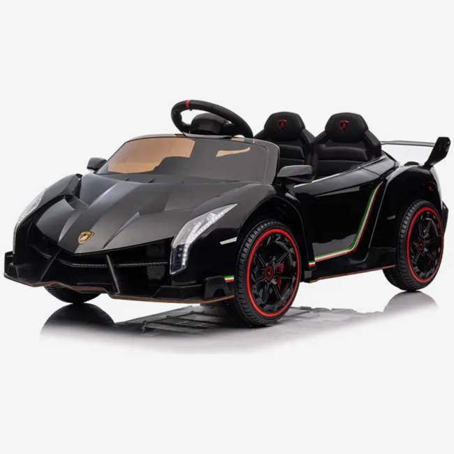 X-Pro Børneelbil Lamborghini Veneno 12V – fjernbetjening, 3-5 km/t, maksimal vægt 30 kg – sort
