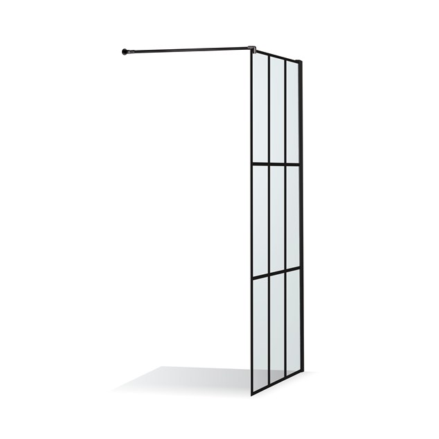 Brusevæg Duschbyggarna SOLO CUBE Klart Glas/Sort Mat Profil