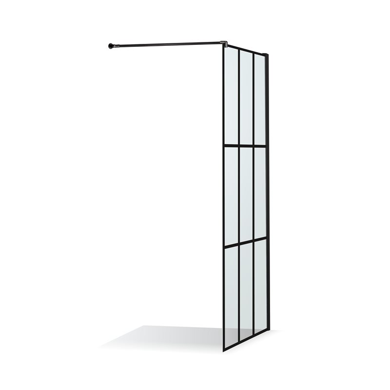 Brusevæg Duschbyggarna SOLO CUBE Klart Glas/Sort Mat Profil