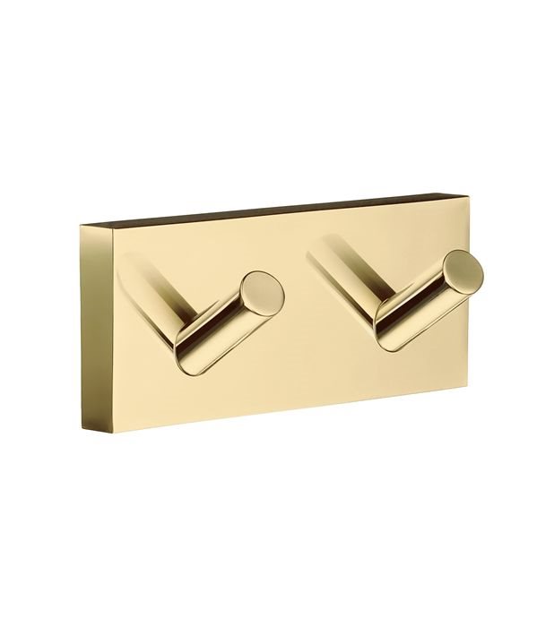 Smedbo house dobbelt håndklædeskrog i poleret messing.