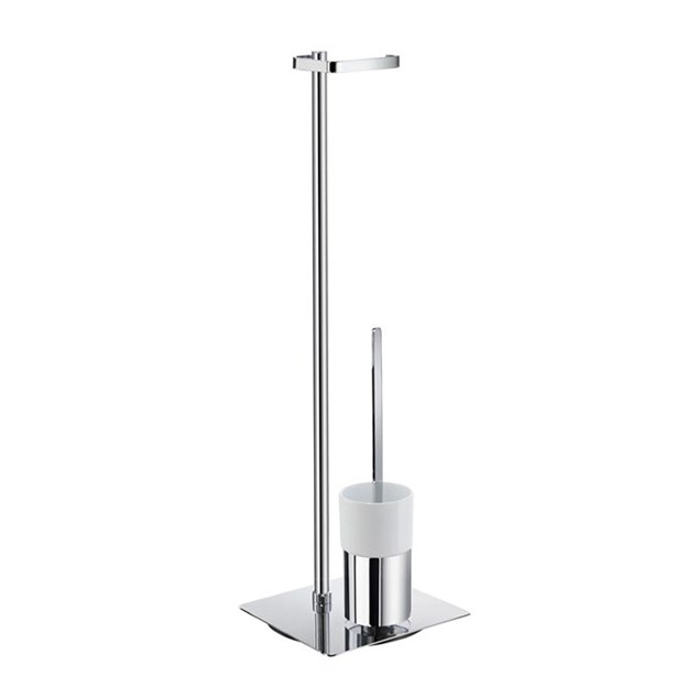 Toiletpapirholder/WC-børste Smedbo Outline FK322P Krom/Porcelæn