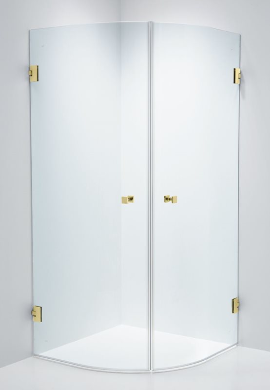 Brusehjørne Duschbyggarna Corny Design 800 X 900 Guld/Klart Glas
