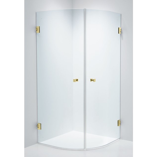Brusehjørne Duschbyggarna Corny Design 900 X 900 Guld/Klart Glas