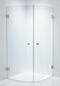 Brusehjørne Duschbyggarna Corny Design 900 X 900 Guld/Klart Glas