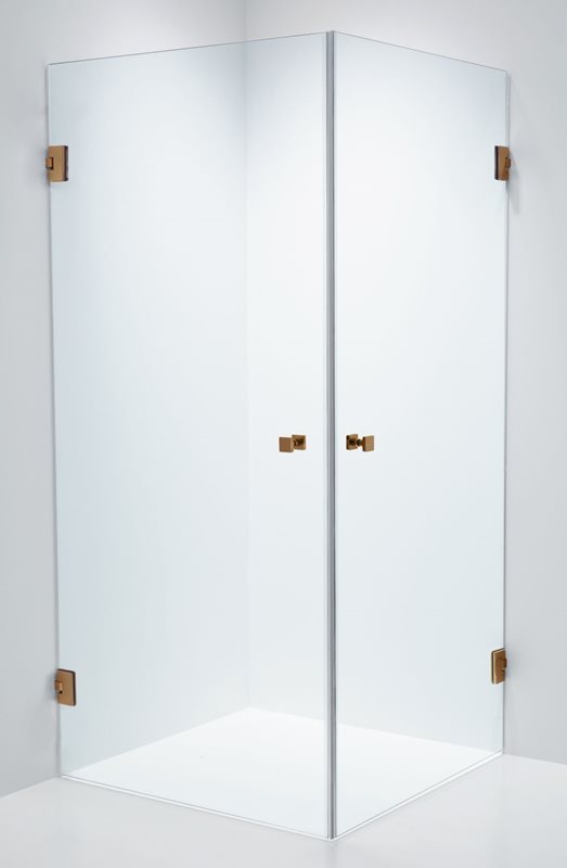 Brusehjørne Duschbyggarna Twin Design 900 x 900 Klart Glas/Kobber